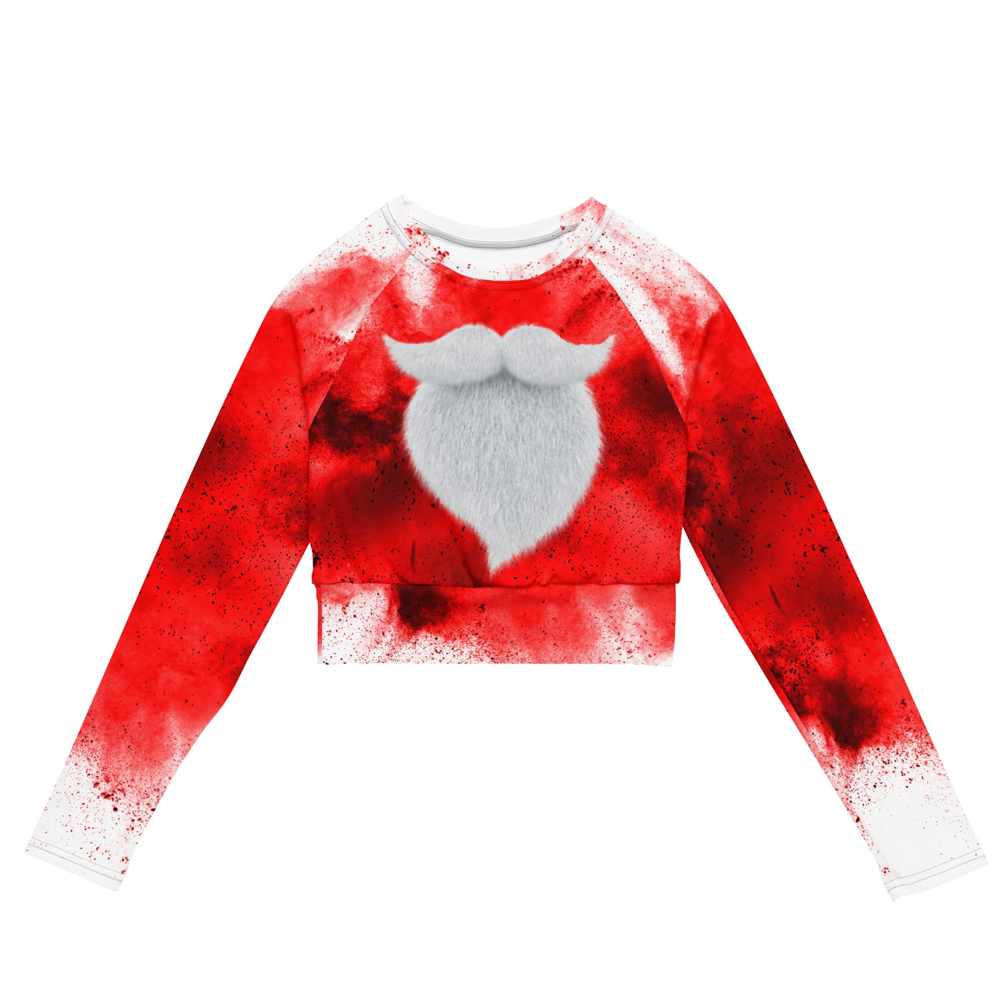 Christmas Party Cropped Top. Long Sleeved Christmas Colors Streetwear or Activewear. WickedYo.